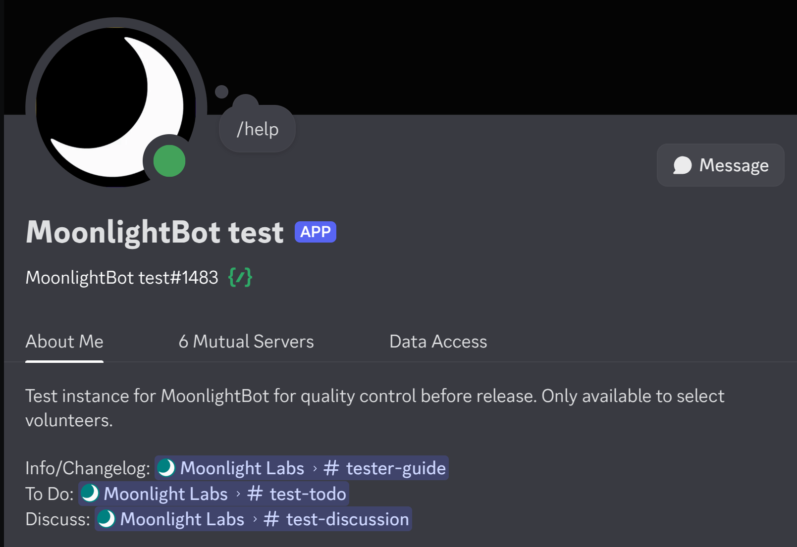 The MoonlightBot test instance